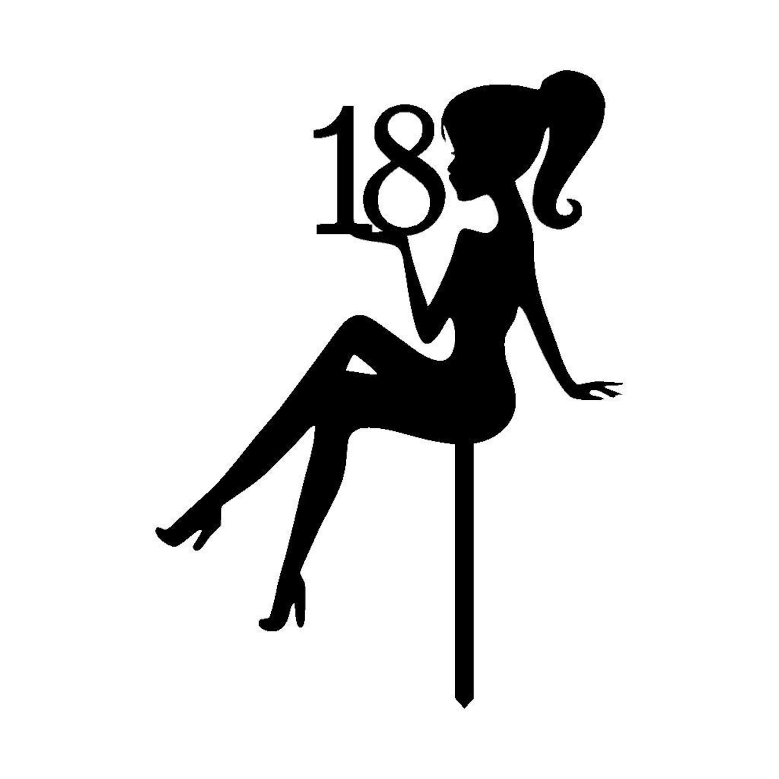18th Birthday Girl Silhouette Cake Topper Etsy