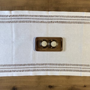 Luxurious White Linen Table Runner with Intricate Embroidery