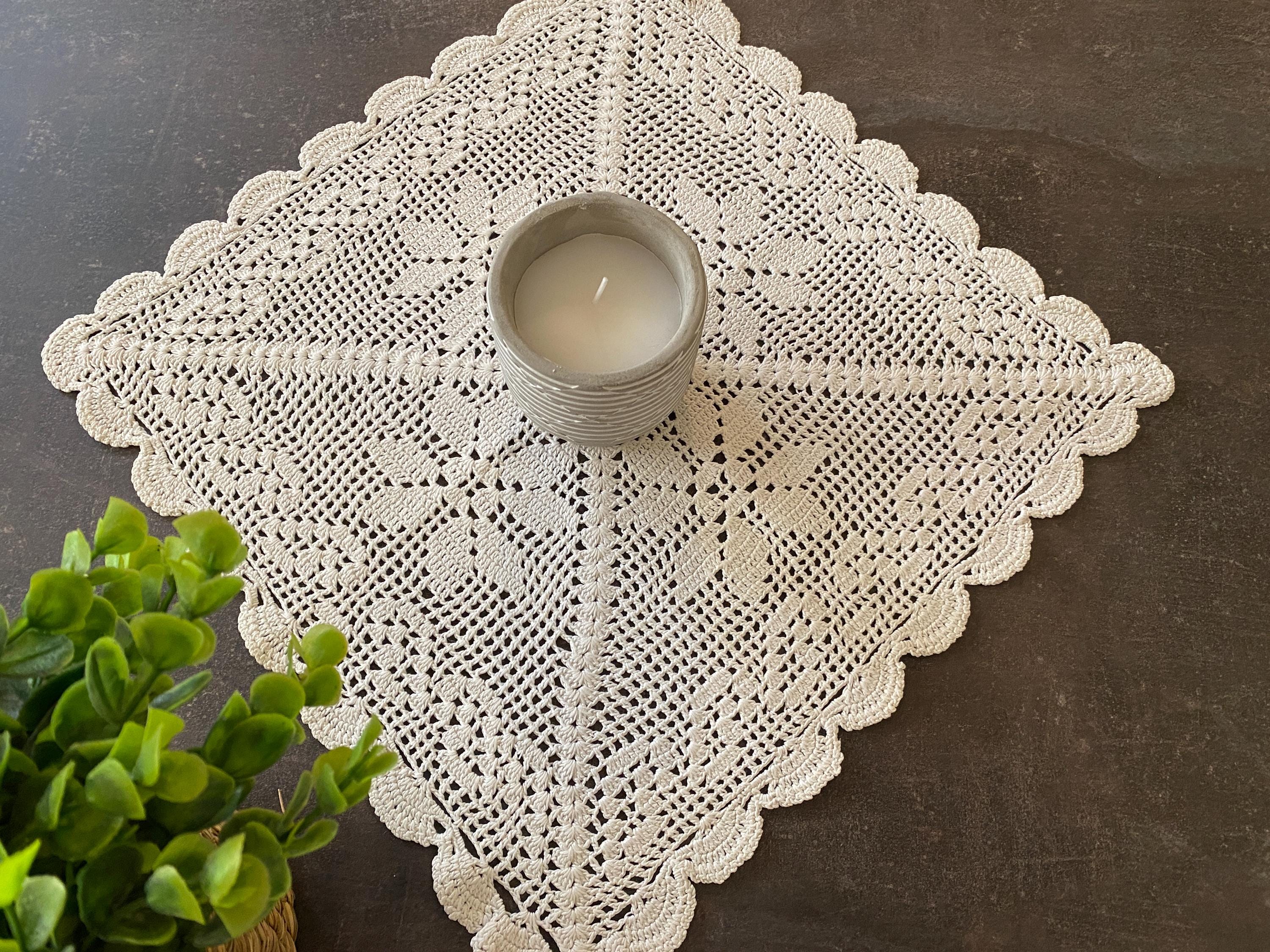 White Lace Crochet Doily for Vintage Decor, 13x13 Inches - Etsy
