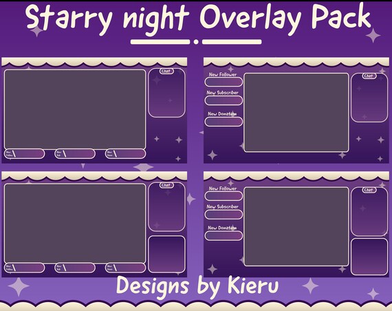 Twitch Overlay Package Starry Night / Panels Pack / Just 