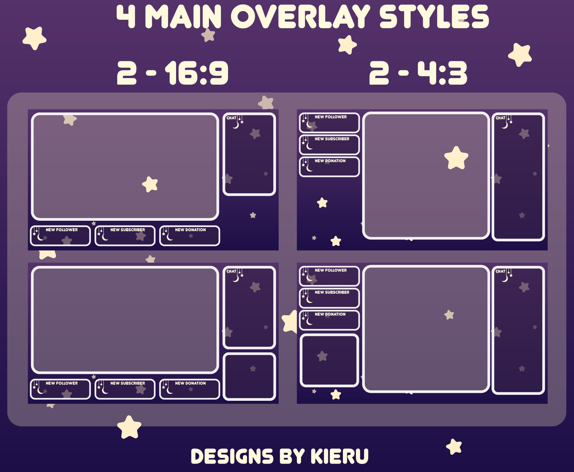 Twitch Overlay Package Starry Night / Panels Pack / Just 