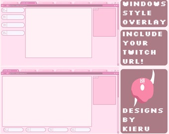 Twitch Overlay package - Pink Pastel Windows / Customization Available / Modern Windows / VTuber friendly / Browser style / Twitch Overlay
