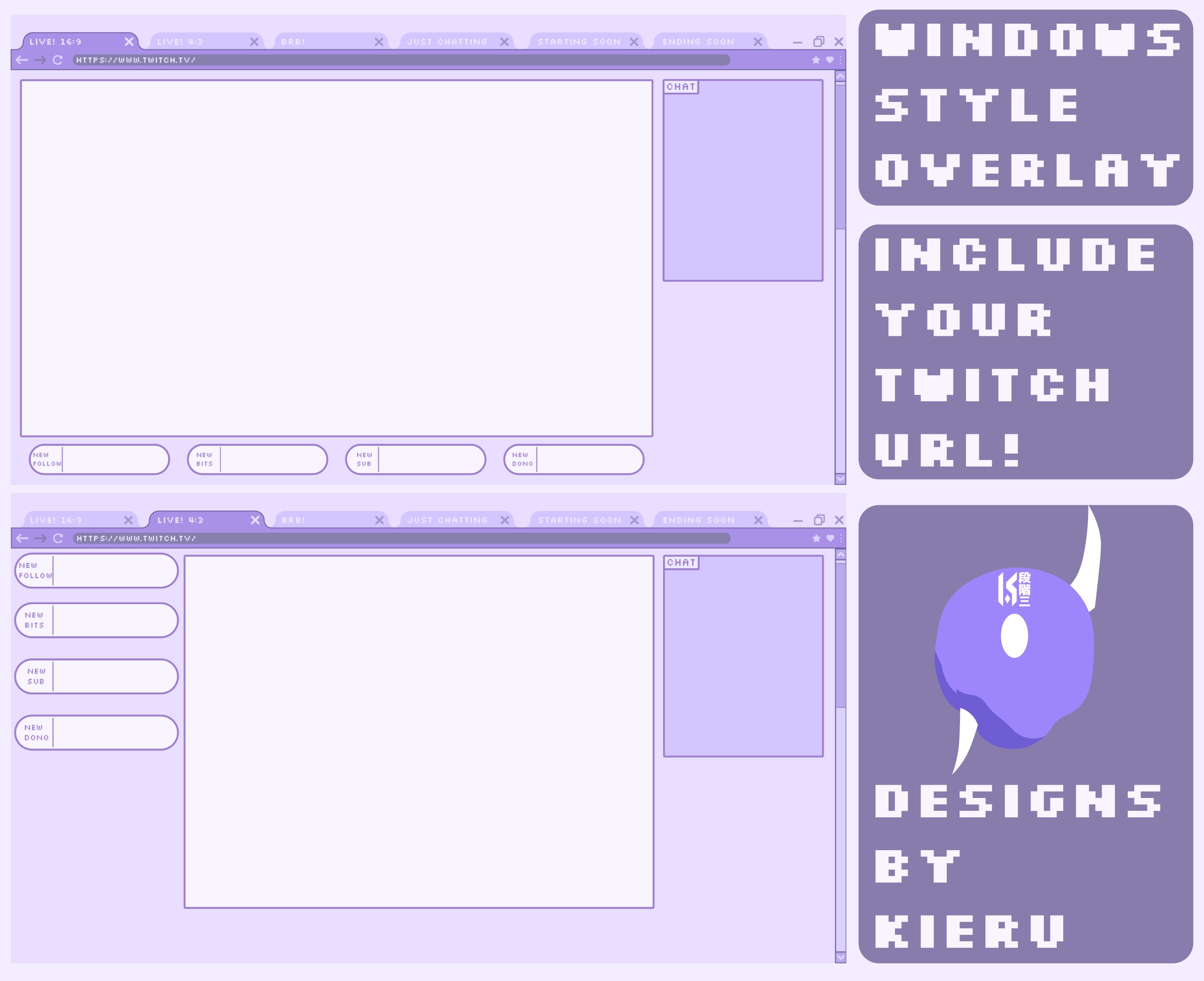 Twitch Overlay package Purple Pastel Windows / Customization Etsy