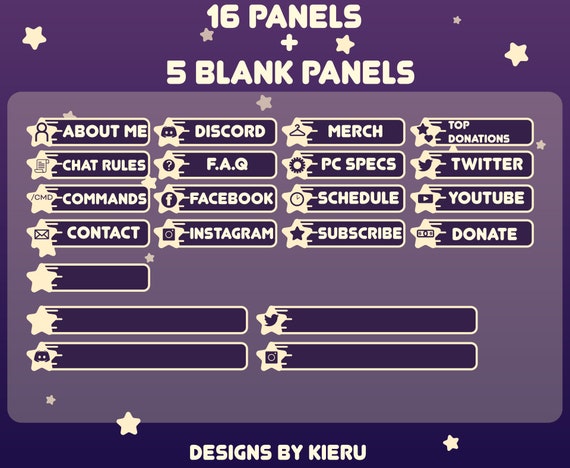 Twitch Overlay Package Starry Night / Panels Pack / Just 