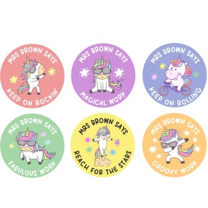 Personalised Teacher Unicorn Stickers, Teacher Merit Stickers, Teacher Stickers, Reward Stickers, Unicorn Magic sticker, Cute Sticker