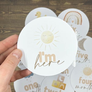 Baby Milestone Cards, Birth Announcement and Age Cards, Baby Shower Newborn Gift, Beige boho Milestone Cards, Baby Photo Props