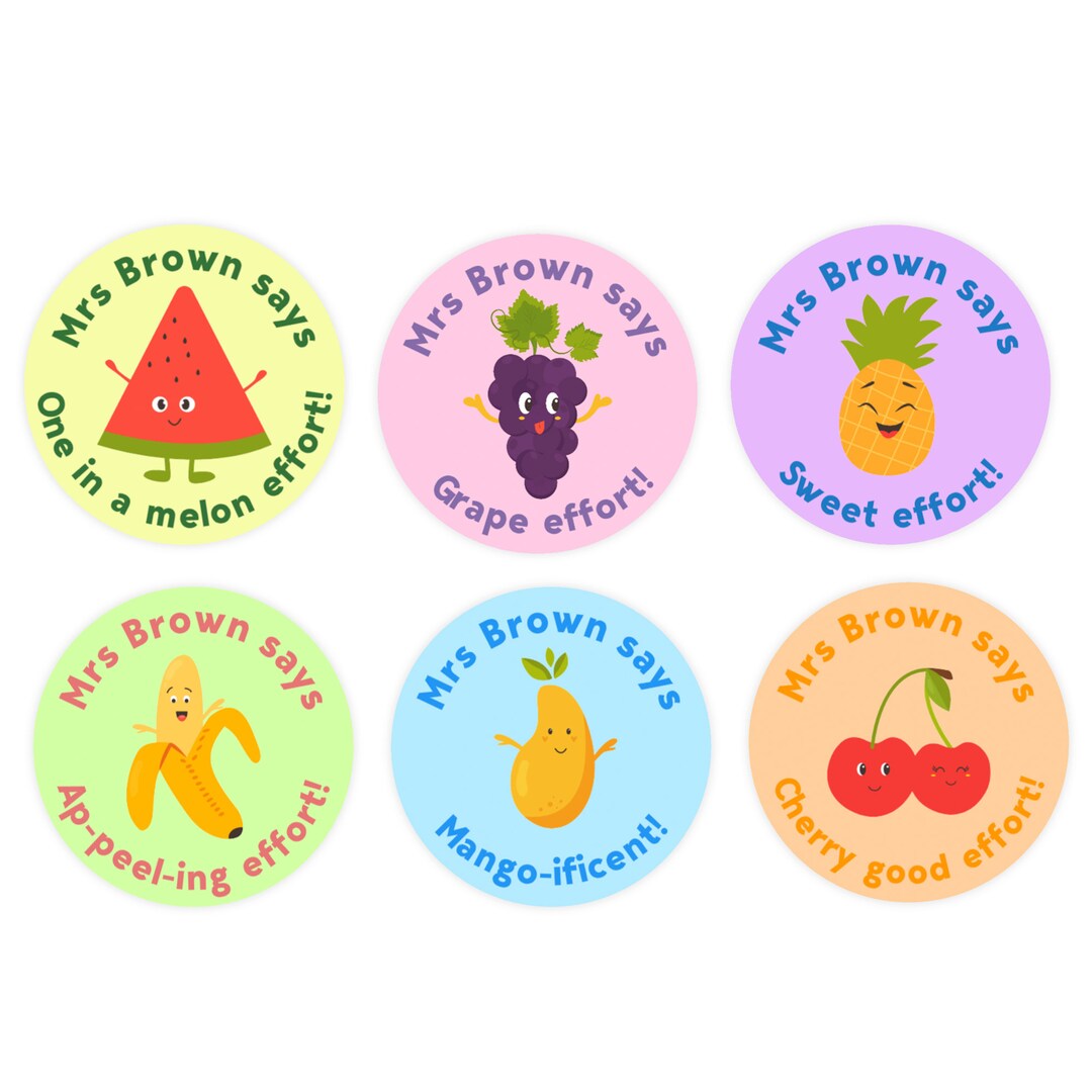 Personalised Fruit Teacher Stickers, Fruit Stickers, Teacher Stickers ...