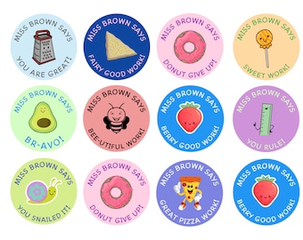 Personalised Teacher Stickers, Personalised Teacher Merit Stickers, Teacher Stickers, Reward Stickers, Merit Stickers