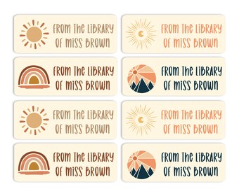 Personalised Teacher Stickers, Boho Book Labels, Teacher ID labels, Book Stickers, Teacher Labels, Teacher Stamps, Book Stickers