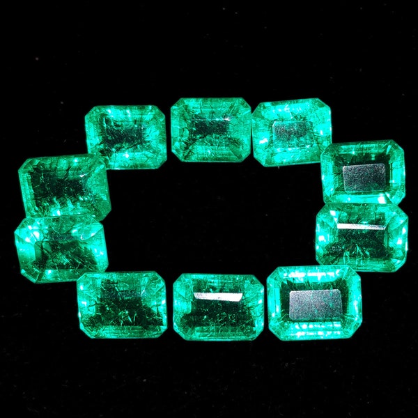 Loose Gemstone Natural Colombia Green For Ring Size Emerald Lot Emerald Cut 10 Pcs Certified 8-10 Ct For Making Jewelry Stone Gems Gems GL01