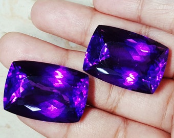 Details about   Loose Gemstone Natural Amethyst Certified 45 To 50 Cts Cushion Shape Pair TAME8 