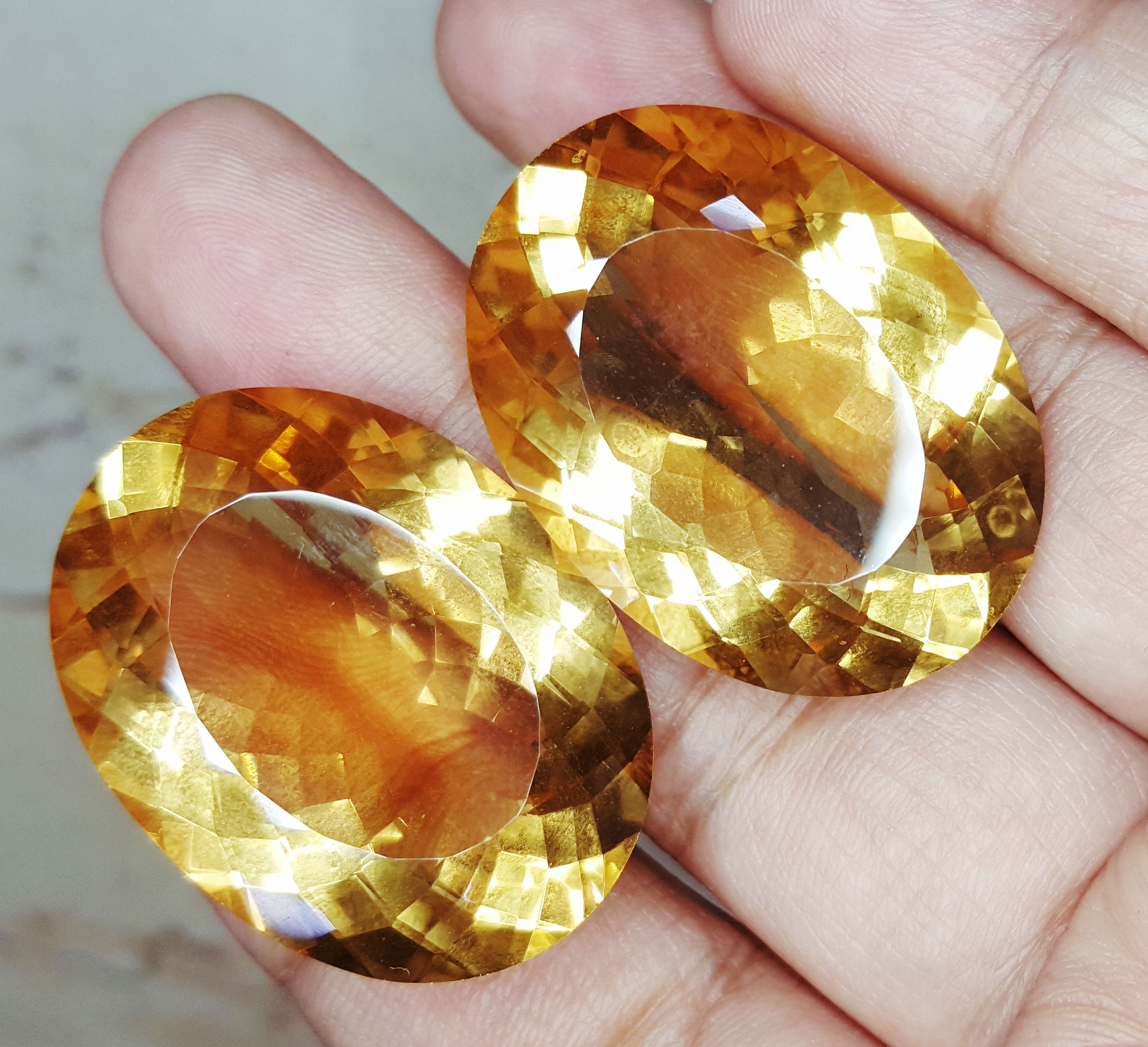 Loose Gemstone Natural Citrine 45 to 50 Cts Pair Certified Etsy UK