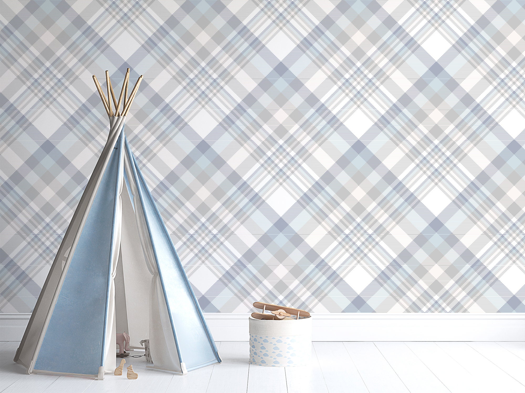 Blue Plaid Wallpaper Peel & Stick Self Adhesive Wallpaper | Etsy