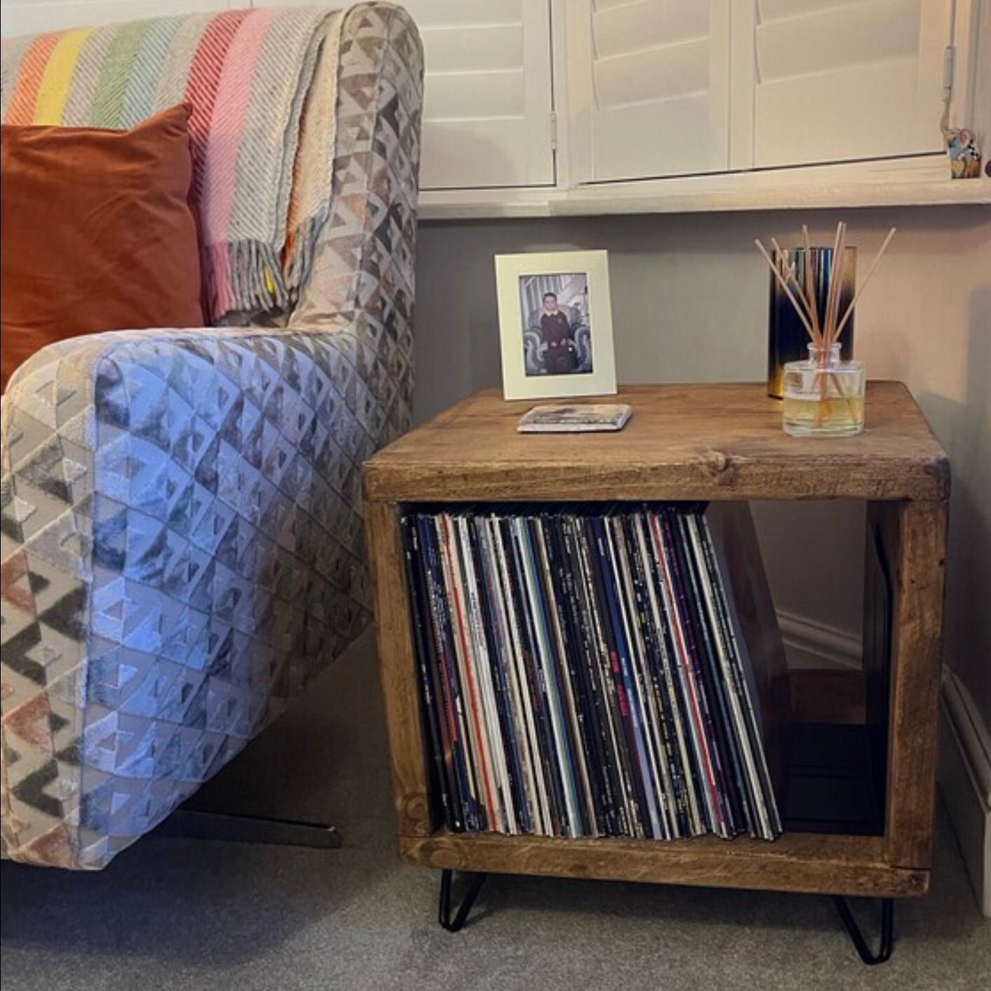 Solid Oak Vinyl Record Storage, Record Player Stand