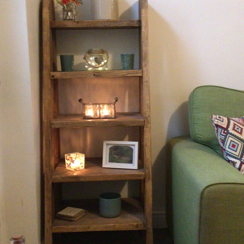 Rustic Cedar Rails Bookcase With Ladder Rail - Etsy UK