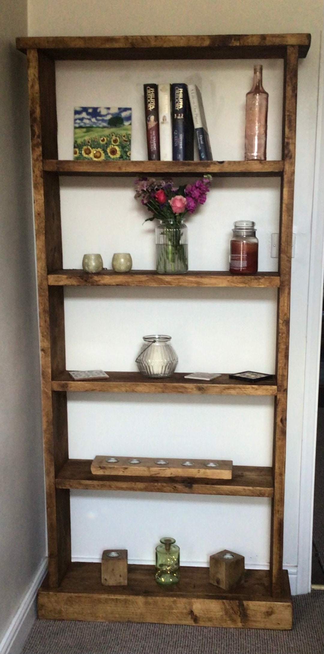 Rustic wood bookshelf outlet
