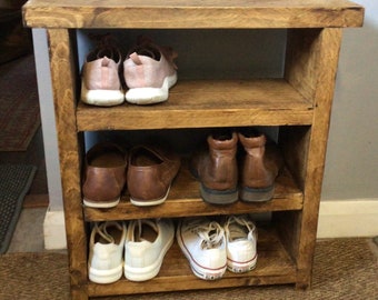 Handmade Rustic Reclaimed Wood Shoe Bench, Stylish Shoe Storage