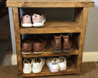 Handmade shoe bench     Rustic shoe storage   Shoe rack  Reclaimed timber shoe bench