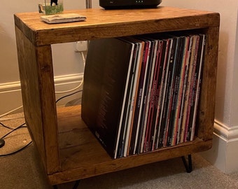 Vinyl record storage unit   Coffee table    Record storage    Vinyl storage with metal legs