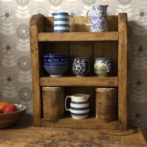 Reclaimed Wood Kitchen Shelf, Rustic Mug Stand