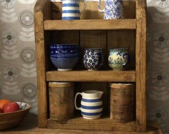 Reclaimed Wood Kitchen Shelf, Rustic Mug Stand