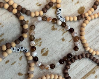 Pulseras estilo boho, regalo para ella, hechas a mano, madera, diseño de moda