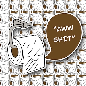 Geweldige Sh*t-sticker | Toiletpapier | Laptopsticker | Waterbestendig | Glanzend wit VINYLE