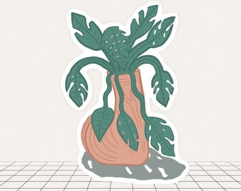 No apto para el trabajo / Monstera / Paquete de pegatinas / Hoja de pegatinas / Plantas / Naturaleza / Jardín