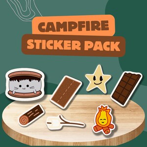 Herfst | Kampvuur | stickerpakket | Marshmallow | Chocolade | Ster | Vuur | Laptopsticker | Sticker telefoonhoesje |  Sticker waterfles