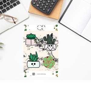 Confezione di fogli adesivi succulenti/Natura/Cactus/Piante