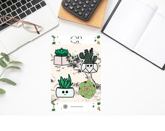 Paquete de pegatinas de suculentas: naturaleza, cactus y plantas