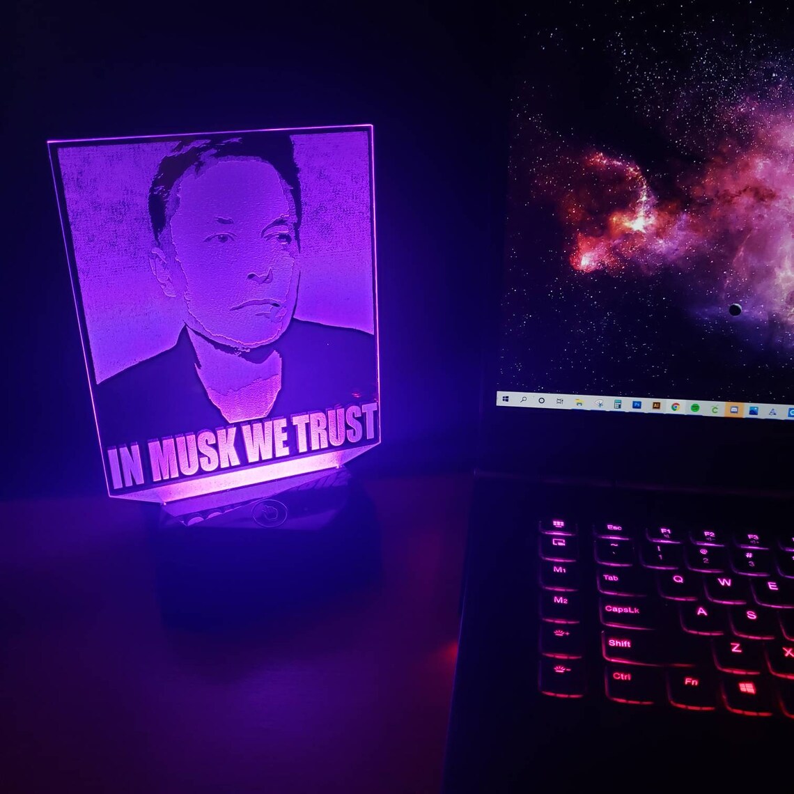 In Musk We Trust Glowing LED Art Night Desk Lamp crypto ...