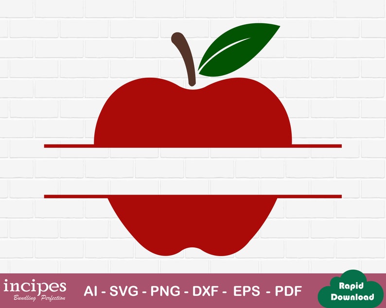 Split Apple SVG – Monogram Frame Cut File (digital File) - Etsy