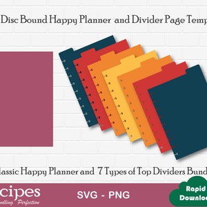 DIY Disc Bound Planner Page Templates - Classic Happy Planner page, Classic Happy Planner Divider page Cricut and Silhouette Files Included