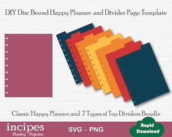 DIY Disc Bound Planner Page Templates - Classic Happy Planner page, Classic Happy Planner Divider page Cricut and Silhouette Files Included