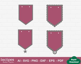Layered Spearhead Bunting Banner SVG Template, Pennant Cut File (Digital Download)