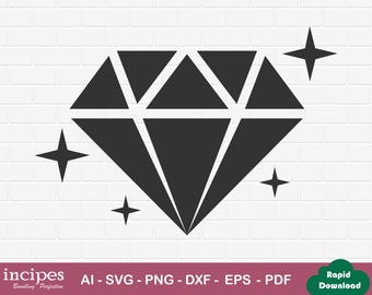 May include: A black diamond shape with four smaller stars around it. The diamond is on a white brick background.
