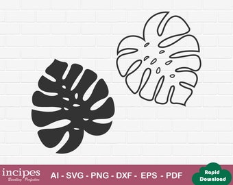 モンステラの葉 SVG、レーザーカットテンプレート（デジタルダウンロード）