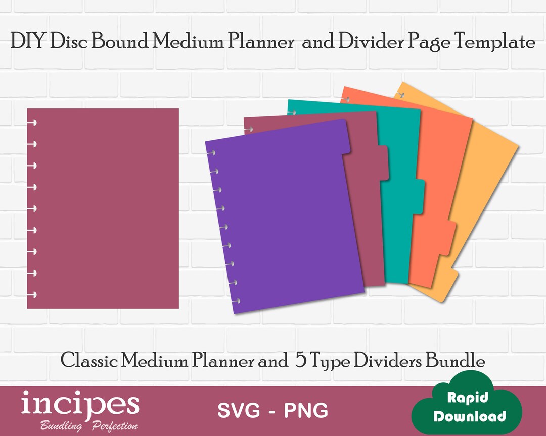 DIY Disc Bound Planner Page Templates Classic Medium Planner Page
