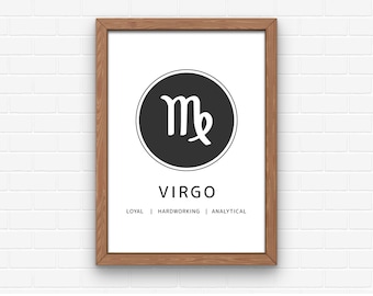 Zodiac Sign, Virgo minimalist wall art, Virgo Printable, Constellation, Horoscope Gifts, Astrology Gifts Virgo, Virgo Art Prints, Star Sign