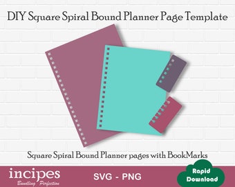 DIY Spiral Bound Planner Page Templates  -  Cricut and Silhouette Files Included - Square Holes SVG