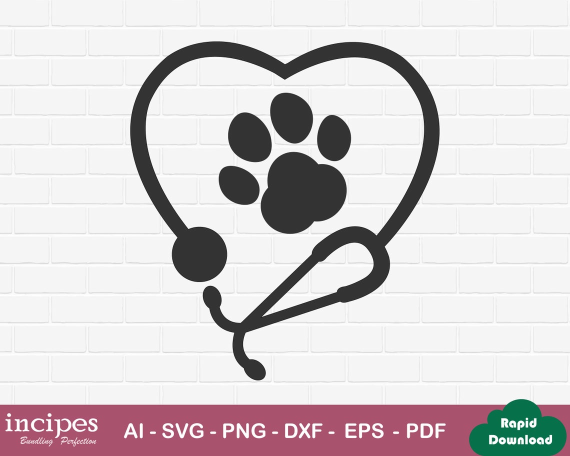 Vet Tech SVG FileVeterinary Technician Paw Print Stethoscope Etsy
