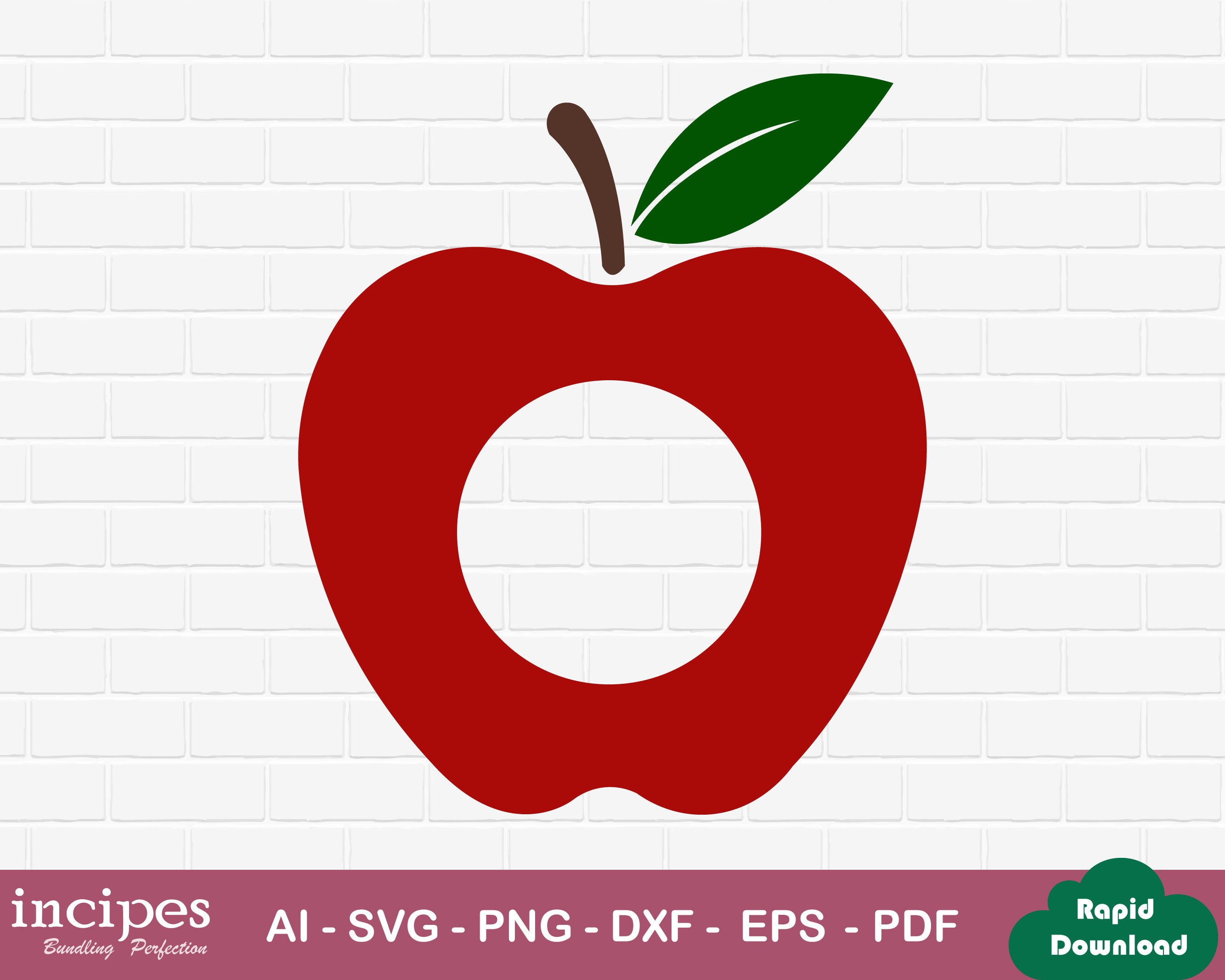 Apple Svg Split Apple Svg Apple Cut File Apple Monogram Frame Apple