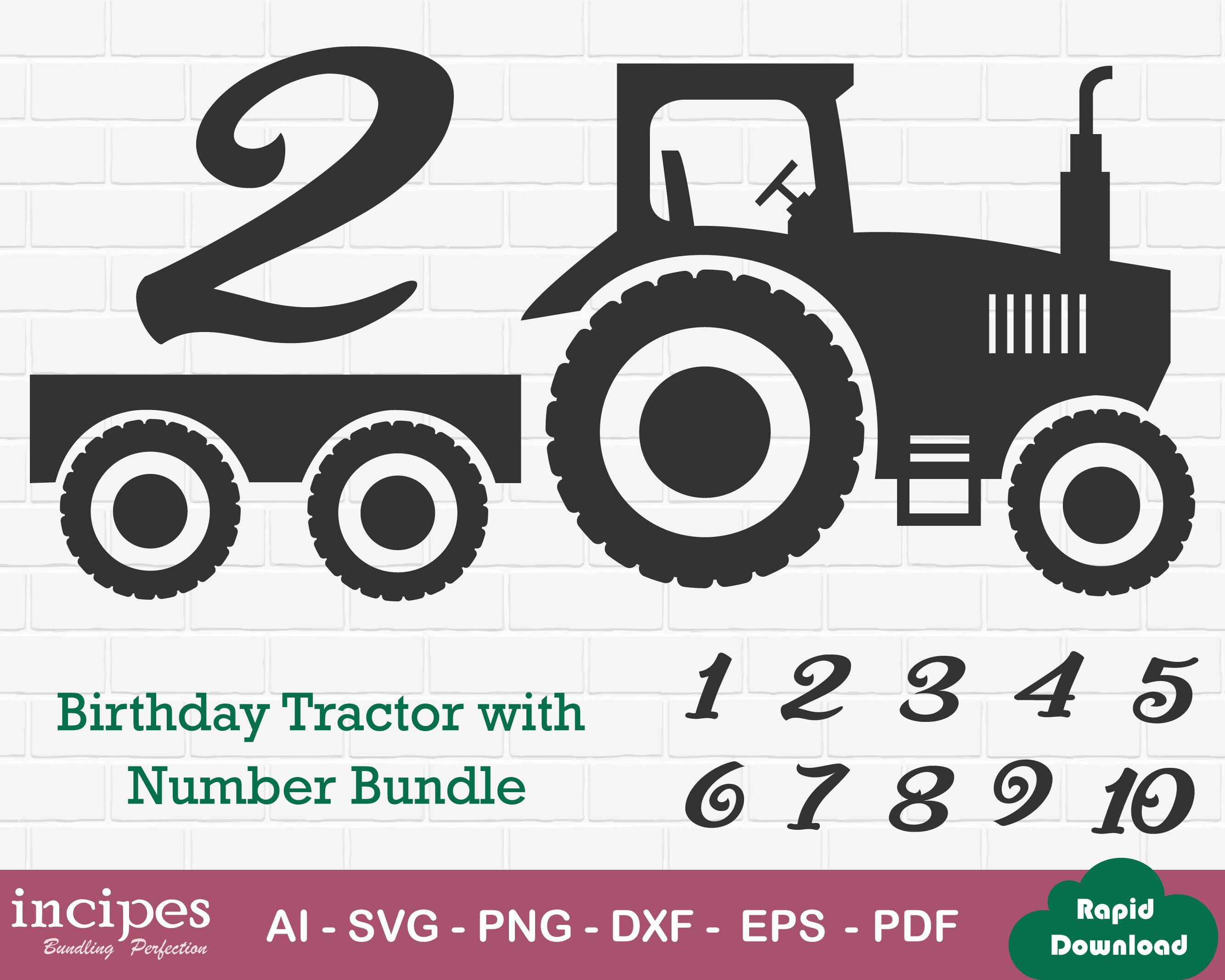 Download Birthday Farm Tractor with years bundle SVG Age BundleBig ...