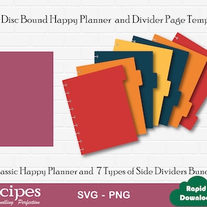 DIY Disc Bound Planner Page Templates - Classic Happy Planner page, Classic Happy Planner Divider page Cricut and Silhouette Files Included