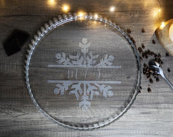 Plat à tarte en verre personnalisé, idée cadeau pour maman, mamie