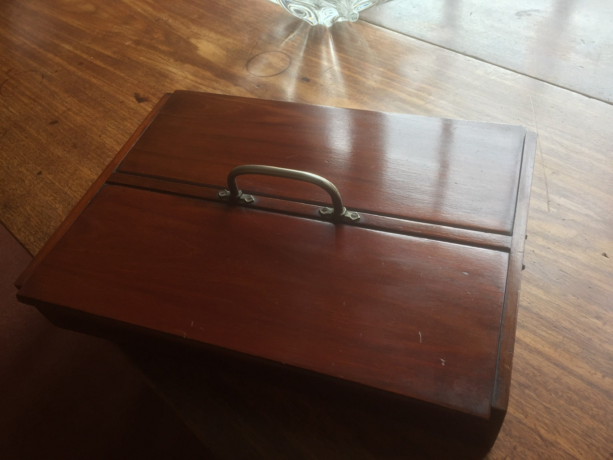 Caja de cubiertos antiguos finos en caoba con tapa superior | Etsy