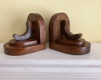 Art Deco Period Oak Bookends - neat and stylish.