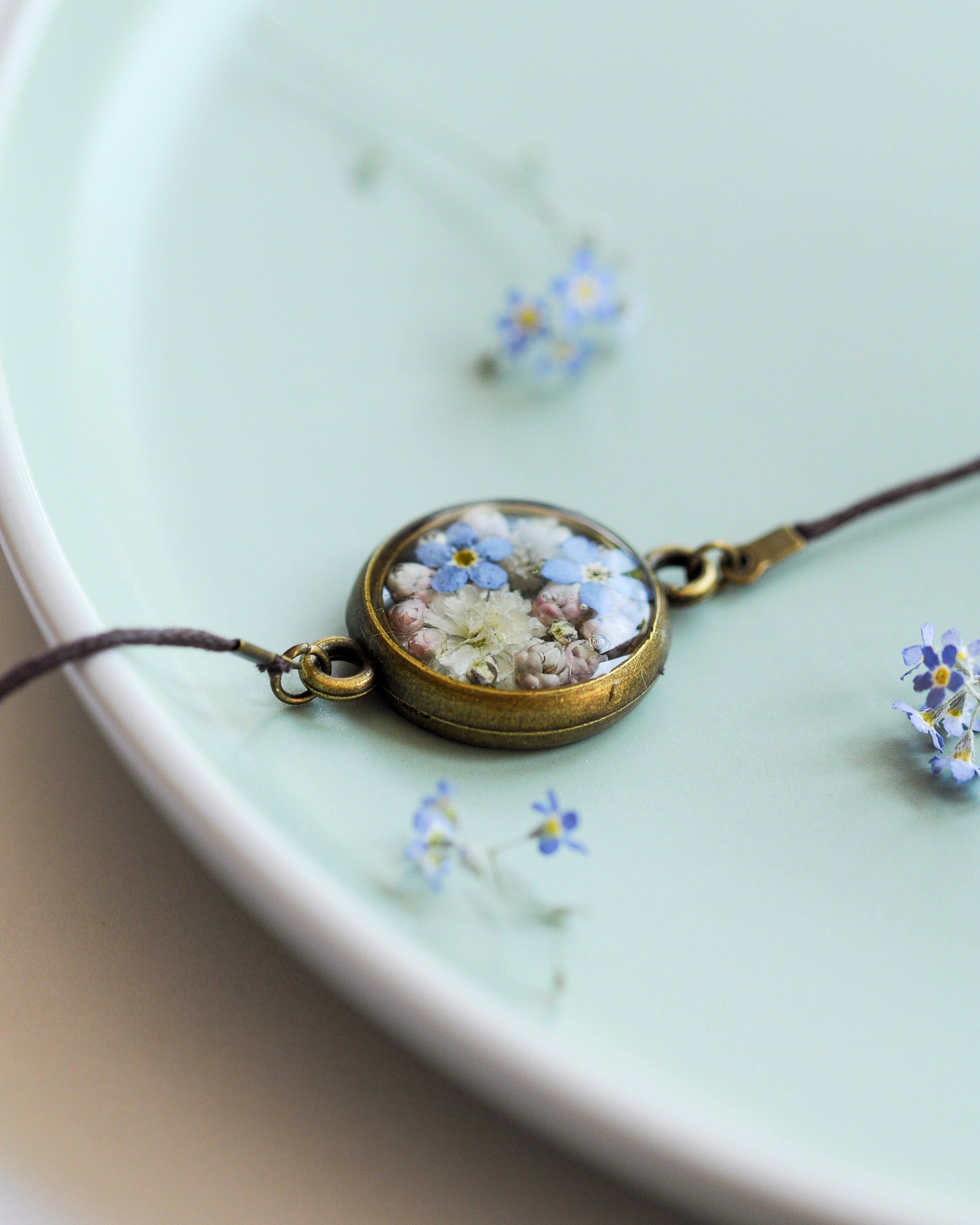 Dried flower bracelet Vintage bracelet Pressed flowers Real Etsy