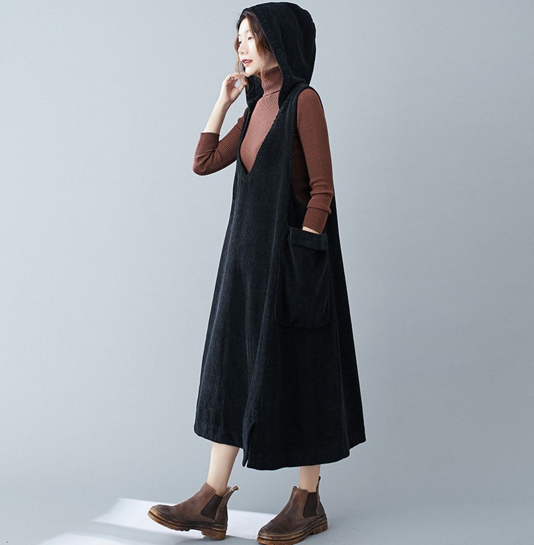 Corduroy Shirt Dress with Waist Strap